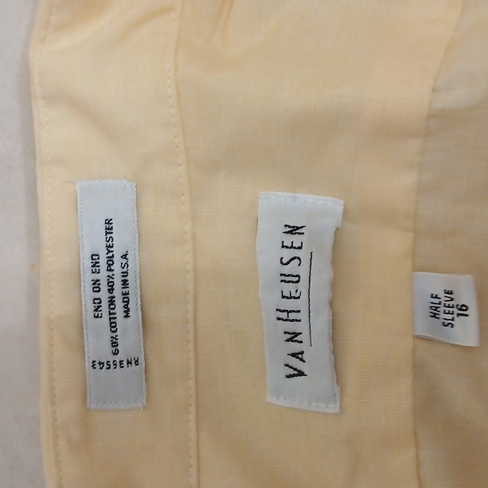 Van Heusen Yellow Wrinkle Free Oxford Neck 16 Long Sleeve Shirt - Picture 6 of 7